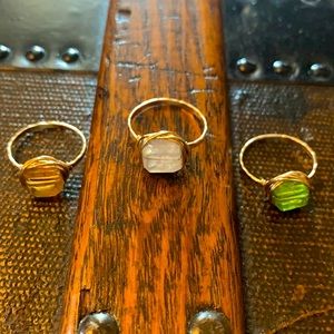 Set of 3 Judith Bright Rock nest rings. Sz 7